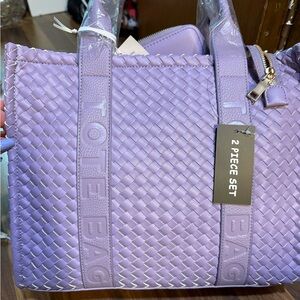Chic Lavender Woven Tote Bag Set